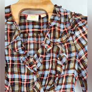 Maeve Multicolor Plaid Ruffle Blouse
